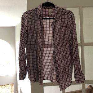 Pink, black and white gap button down
